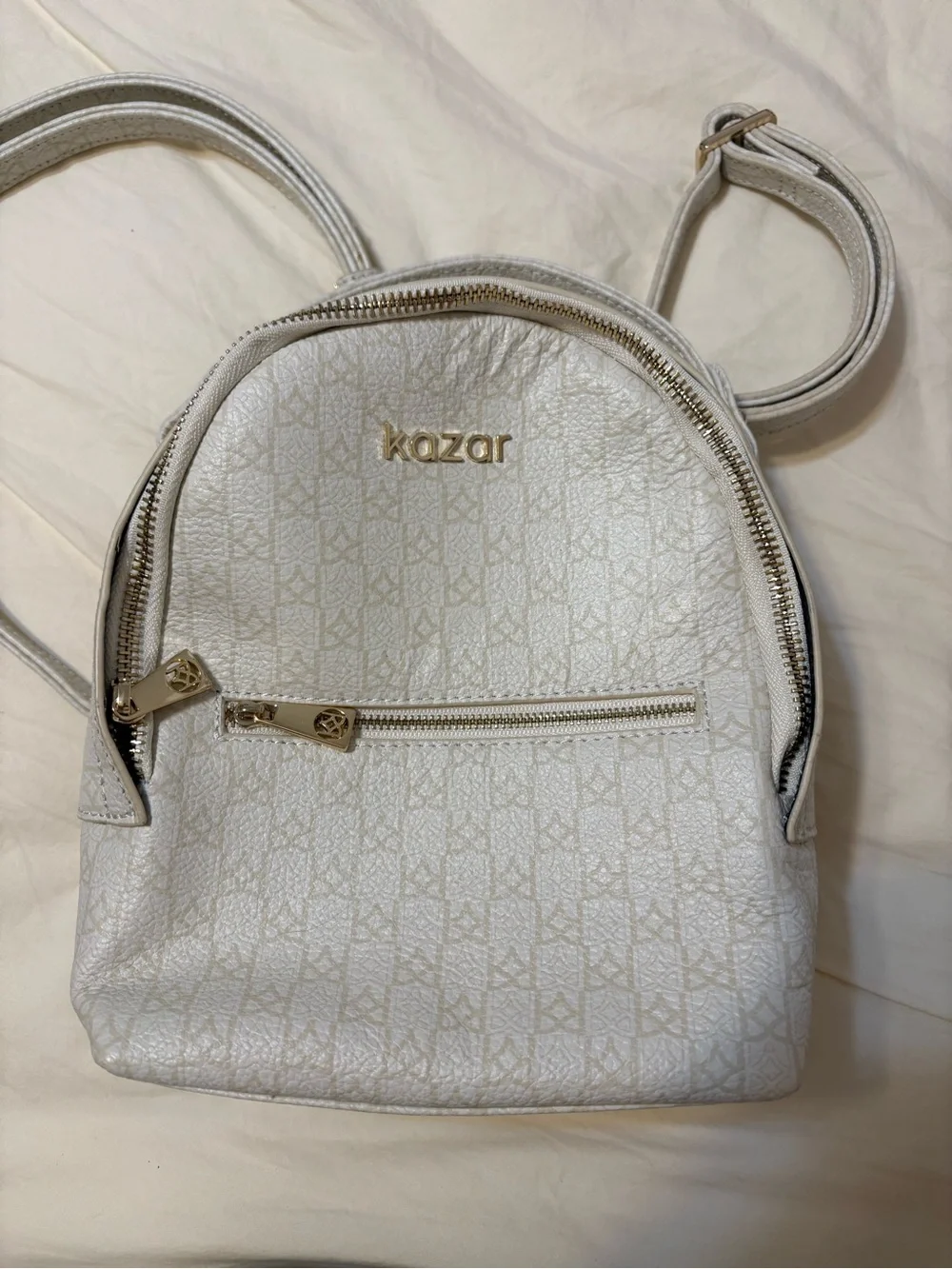 Lazard Grain Learher Cream Mini dual-purpose Backpack